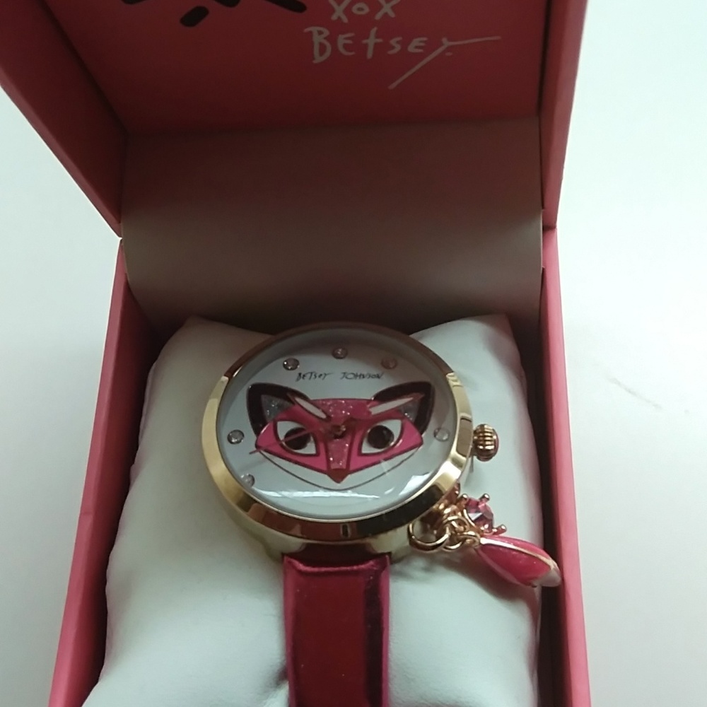 Betsey Johnson New Hot Pink Fox Watch